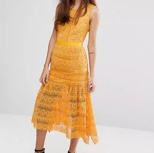 New True Decadence Midi Lace Dress with Frill detail